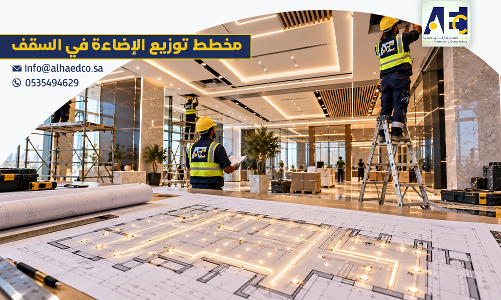 مخطط توزيع الإضاءة في السقف | استشاري هندسي بالرياض 0535494629